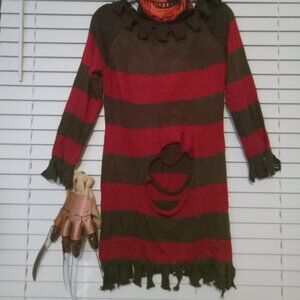 Freddy Krueger Dress Costume w/ glove, hat, mask Size L-XL